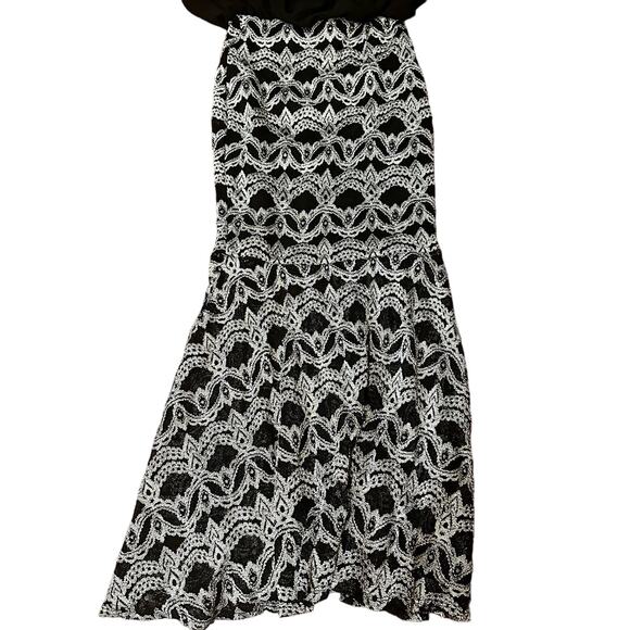 Women Silver Black High- Low lace maxi Bodycon Mermaid dress Size (S) - Picture 11 of 14